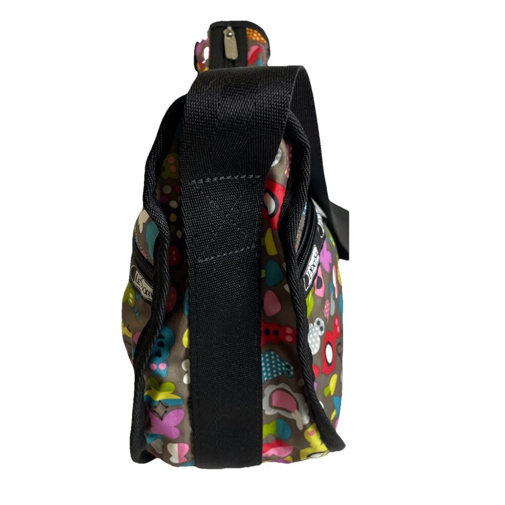 Lesportsac Crossbody Bag “Toot” Print Butterflies Mushrooms/Taupe - Picture 4 of 13